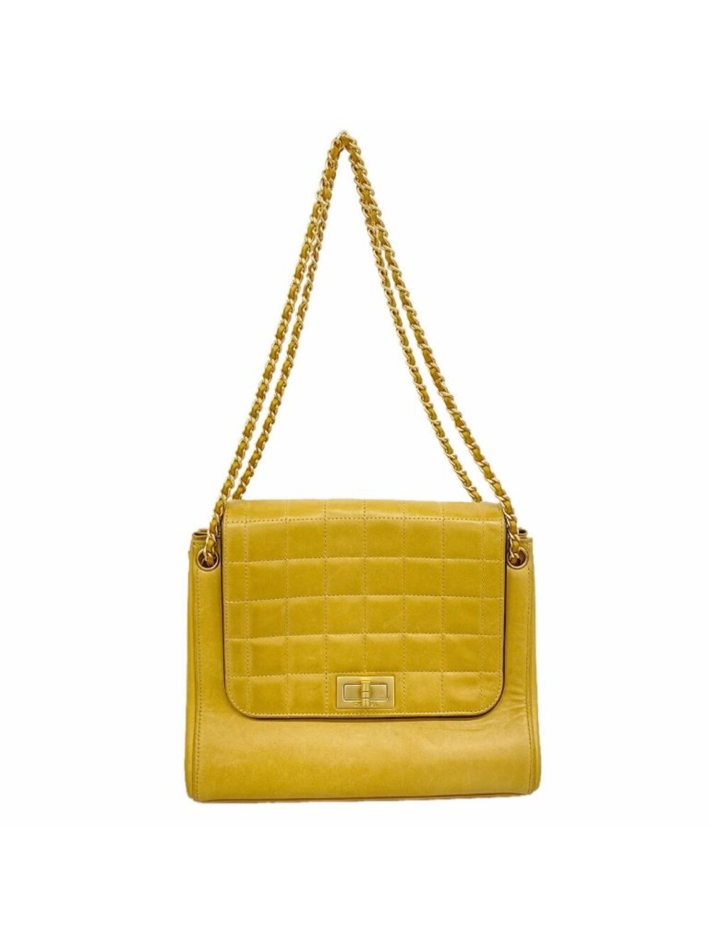 Chanel Shoulder Bag 2.55 Choco Bar Lambskin Brown Gold